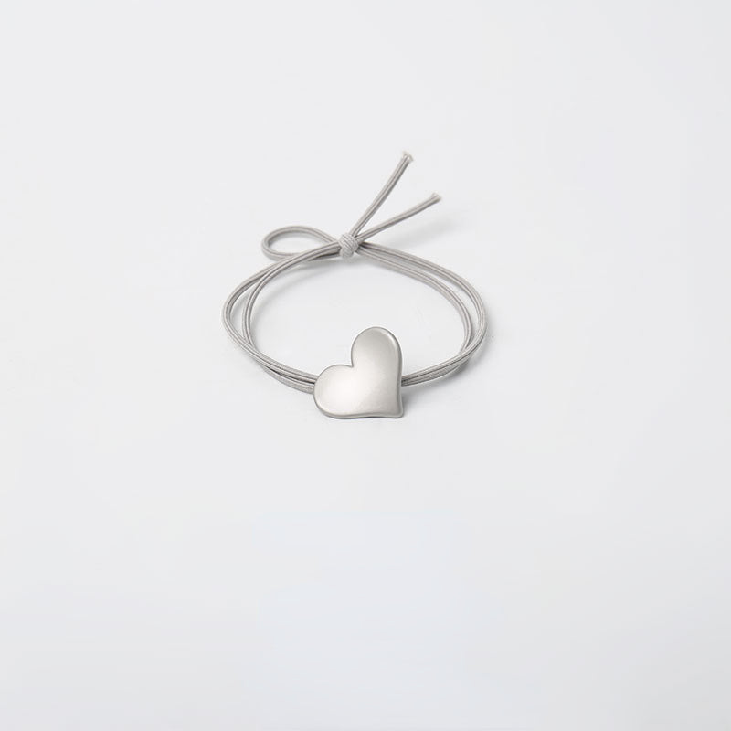 Elastic matte silver double strand knot hair tie