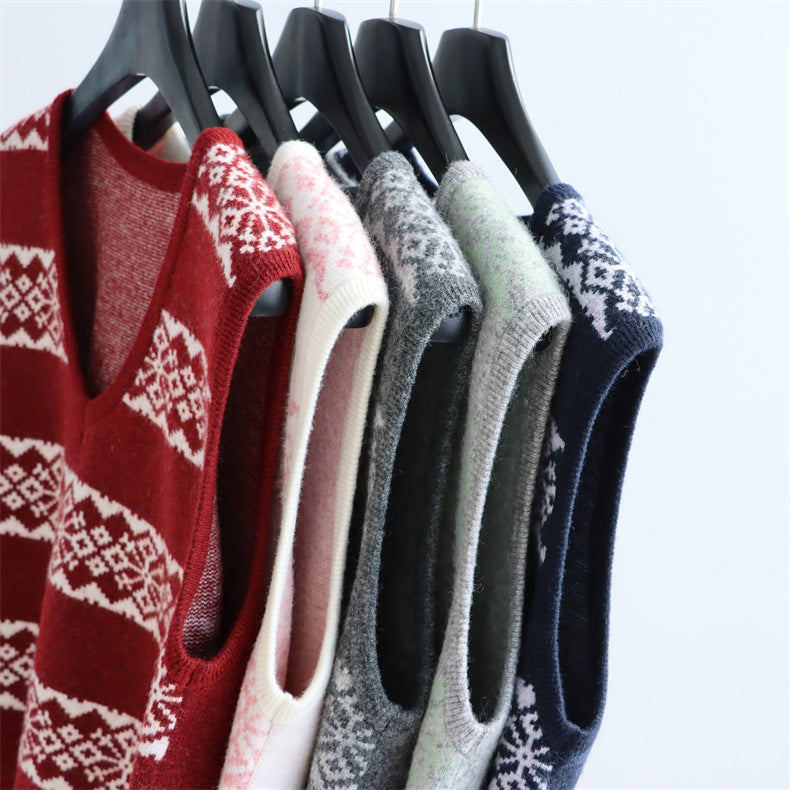 Nordic Pattern Wool-Blend Vest | 5 Colors