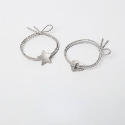 Elastic matte silver double strand knot hair tie