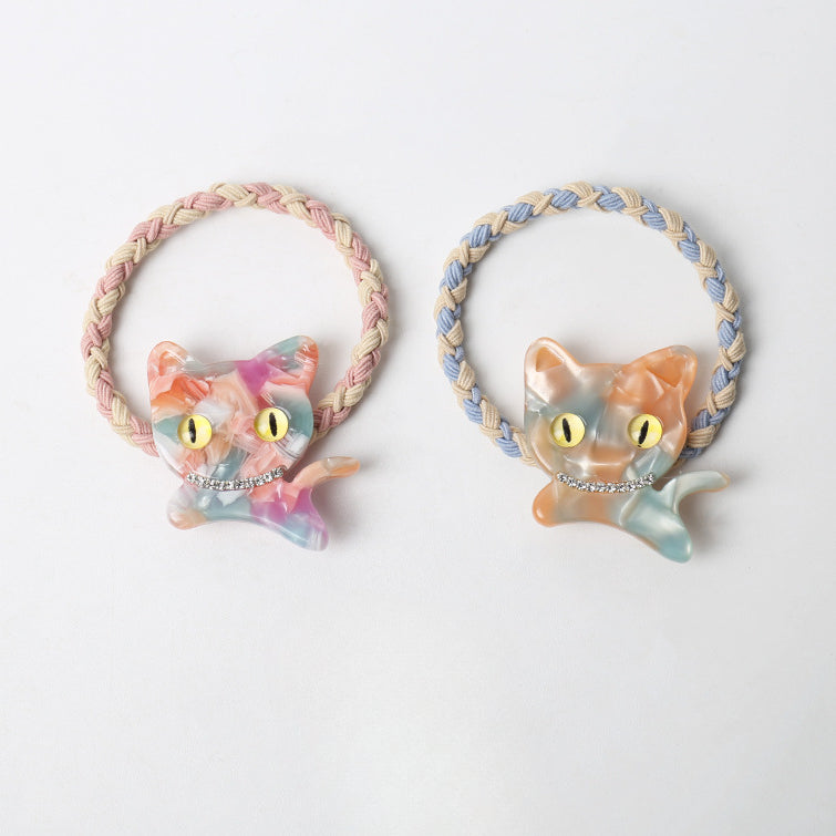 Cutie cat woven hair tie