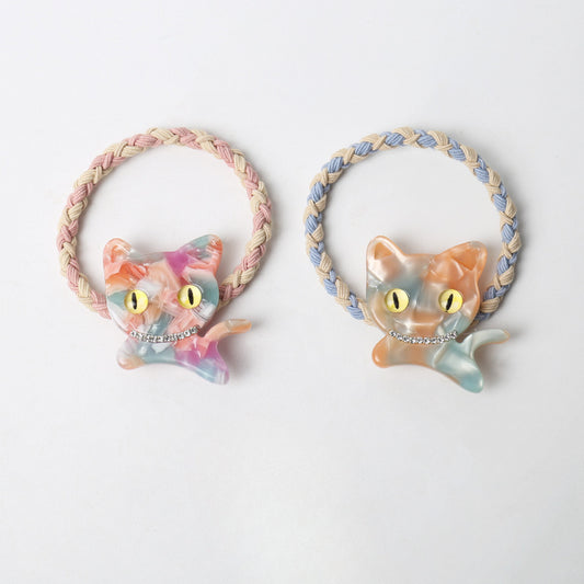 Cutie cat woven hair tie
