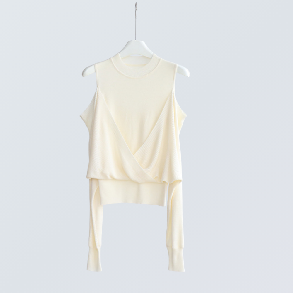 Layered Cold Shoulder Wool Knit Top | 6 Colors