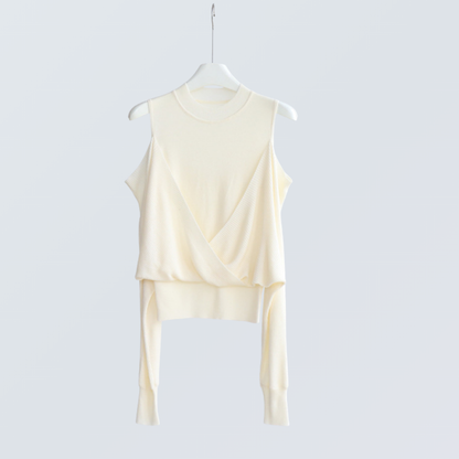 Layered Cold Shoulder Wool Knit Top | 6 Colors