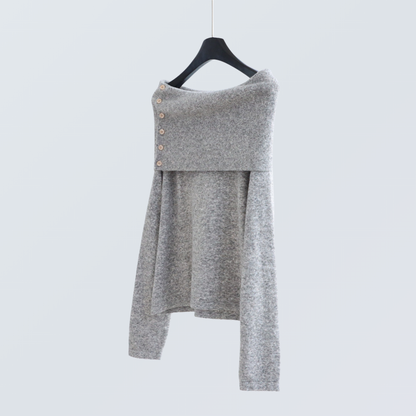 Wide Boat Neck Knit Top with Button Detail | 5 Colors