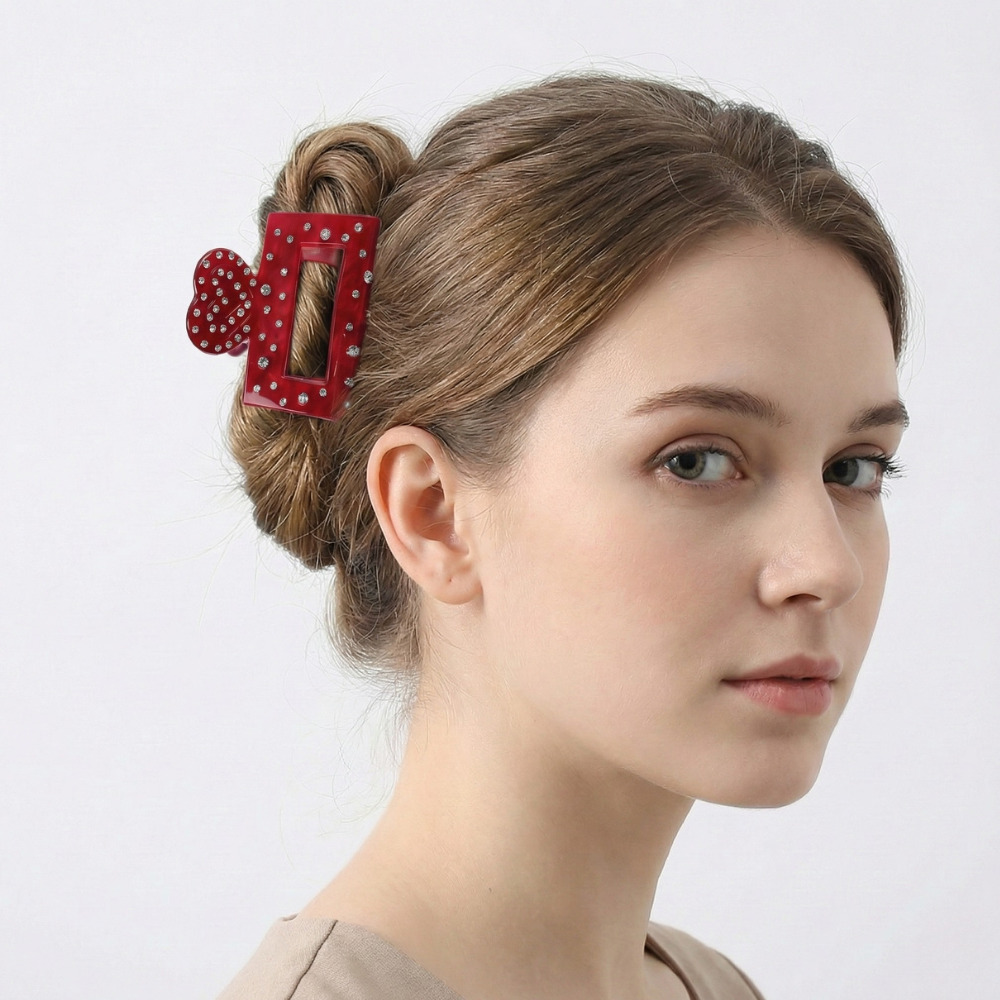 Rhinestone Heart Hair Claw Clip | Small