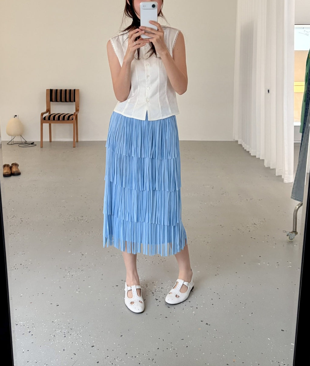 Ovina Tiered Fringe Skirt