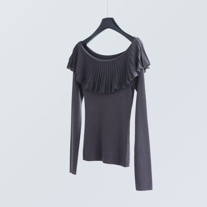 Off-Shoulder Pleated Knit Top | 5 Colors
