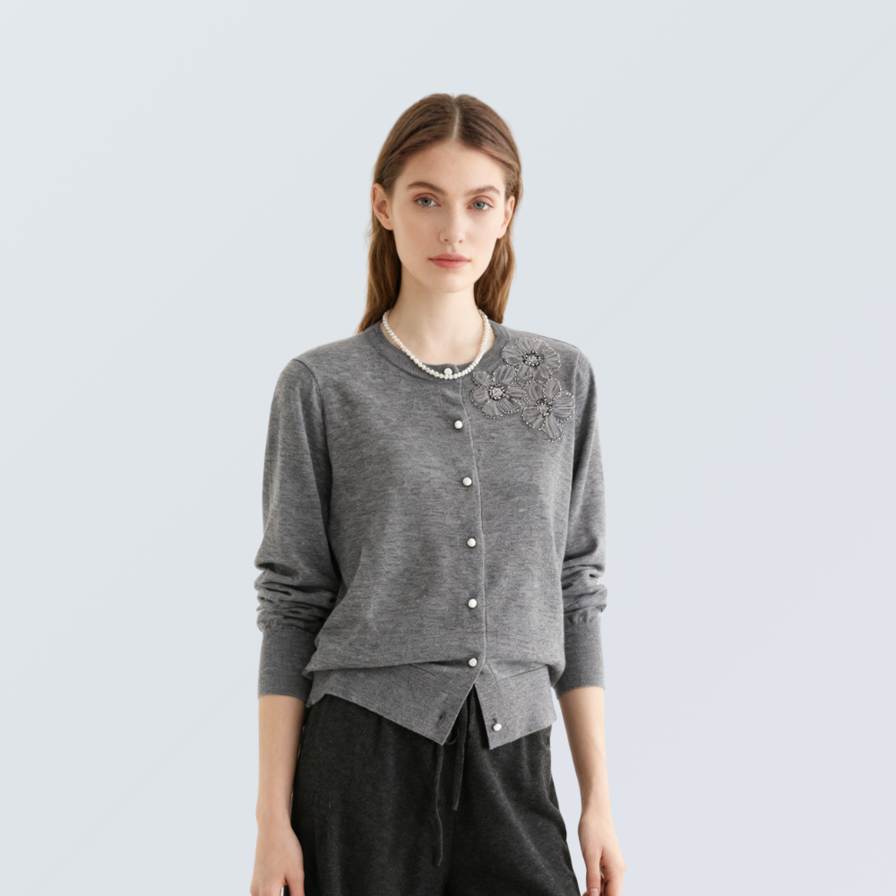 Wool & Silk Embroidered Cardigan