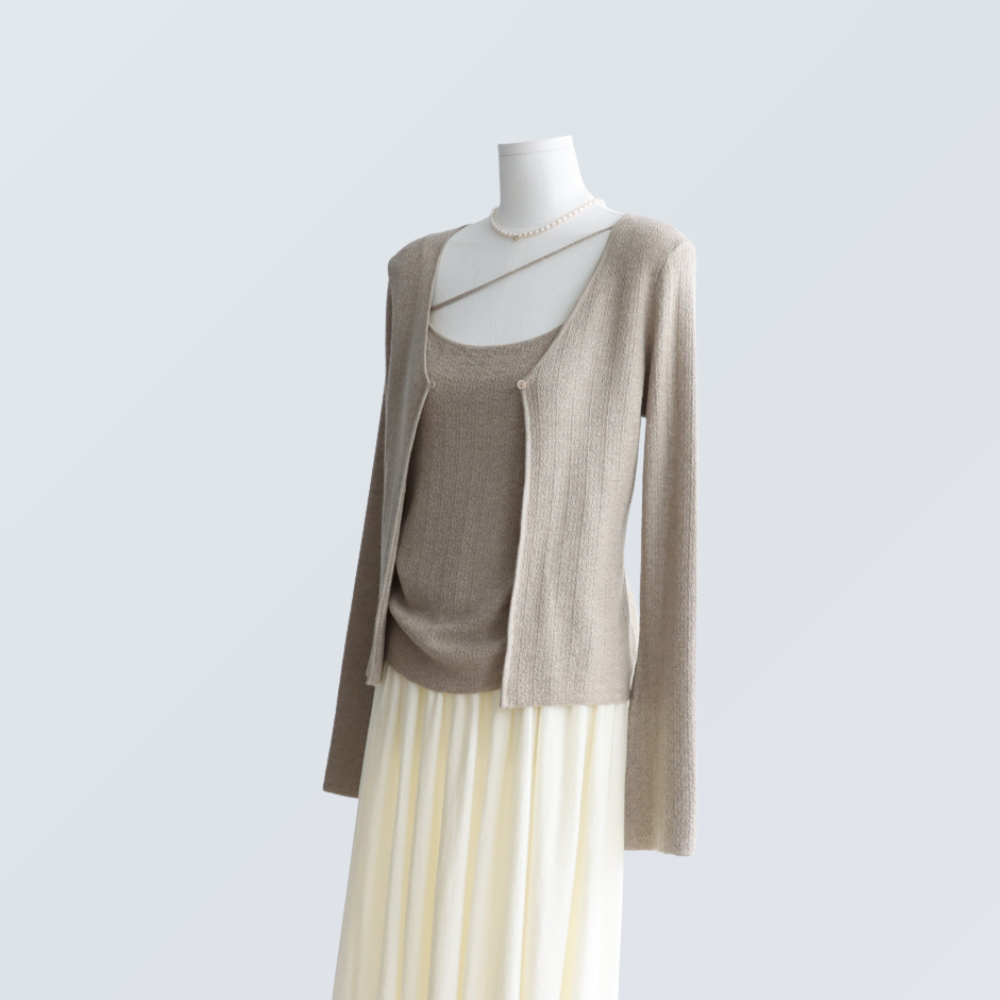 Wool Blend Knit Cardigan & Cami Set | 6 Colors