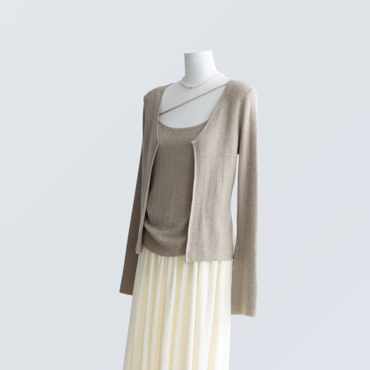 Wool Blend Knit Cardigan & Cami Set | 8 Colors