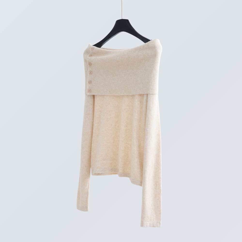 Wide Boat Neck Knit Top with Button Detail | 5 Colors