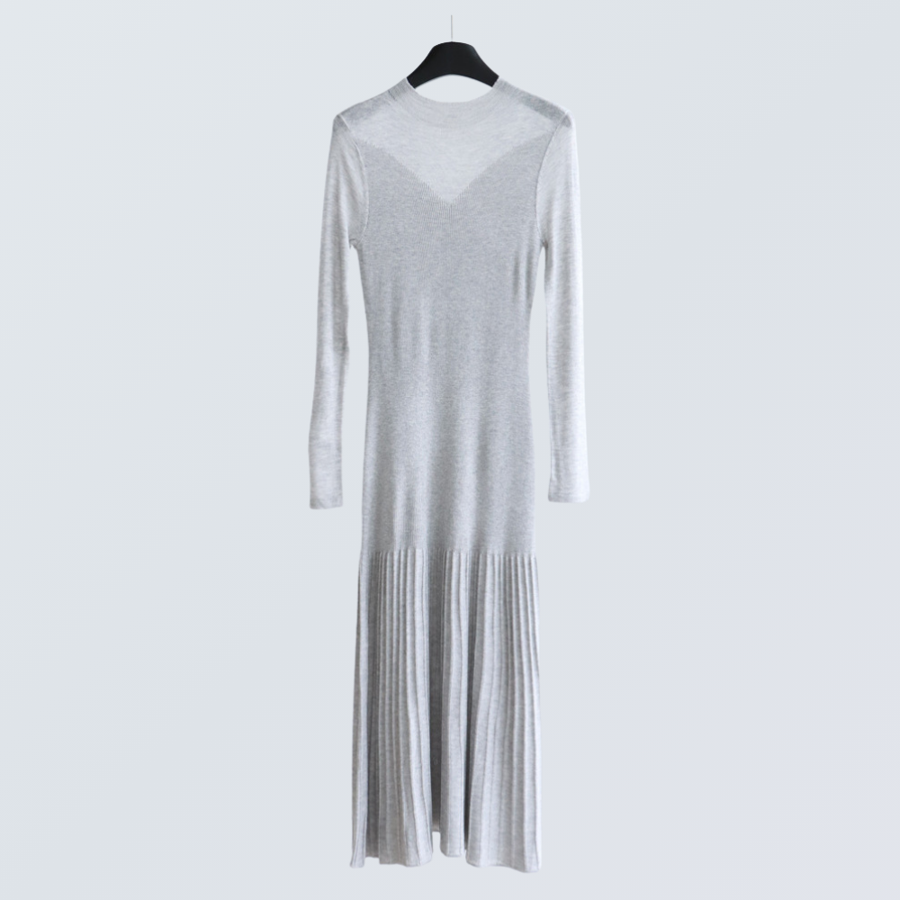 Vestido de punto acanalado acampanado de mezcla de lana merino | 4 colores