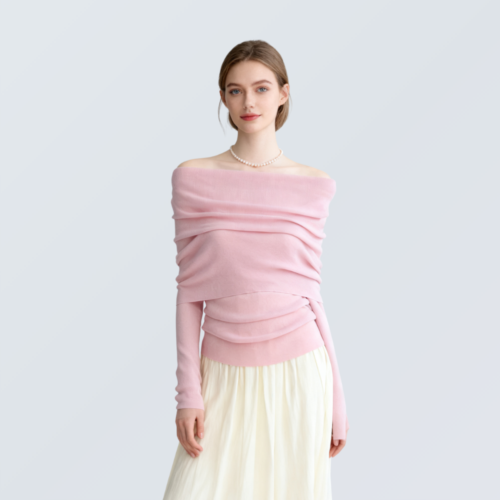 Off-Shoulder Wool-Blend Knit Top | 7 Colors