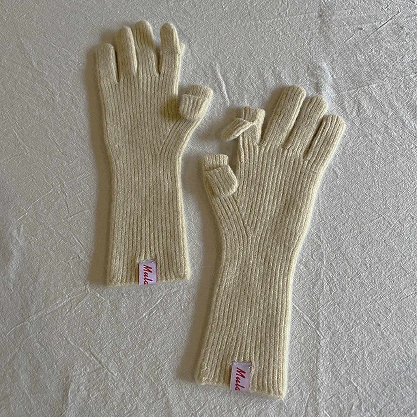 Wool-Blend Flip-Finger Knit Gloves
