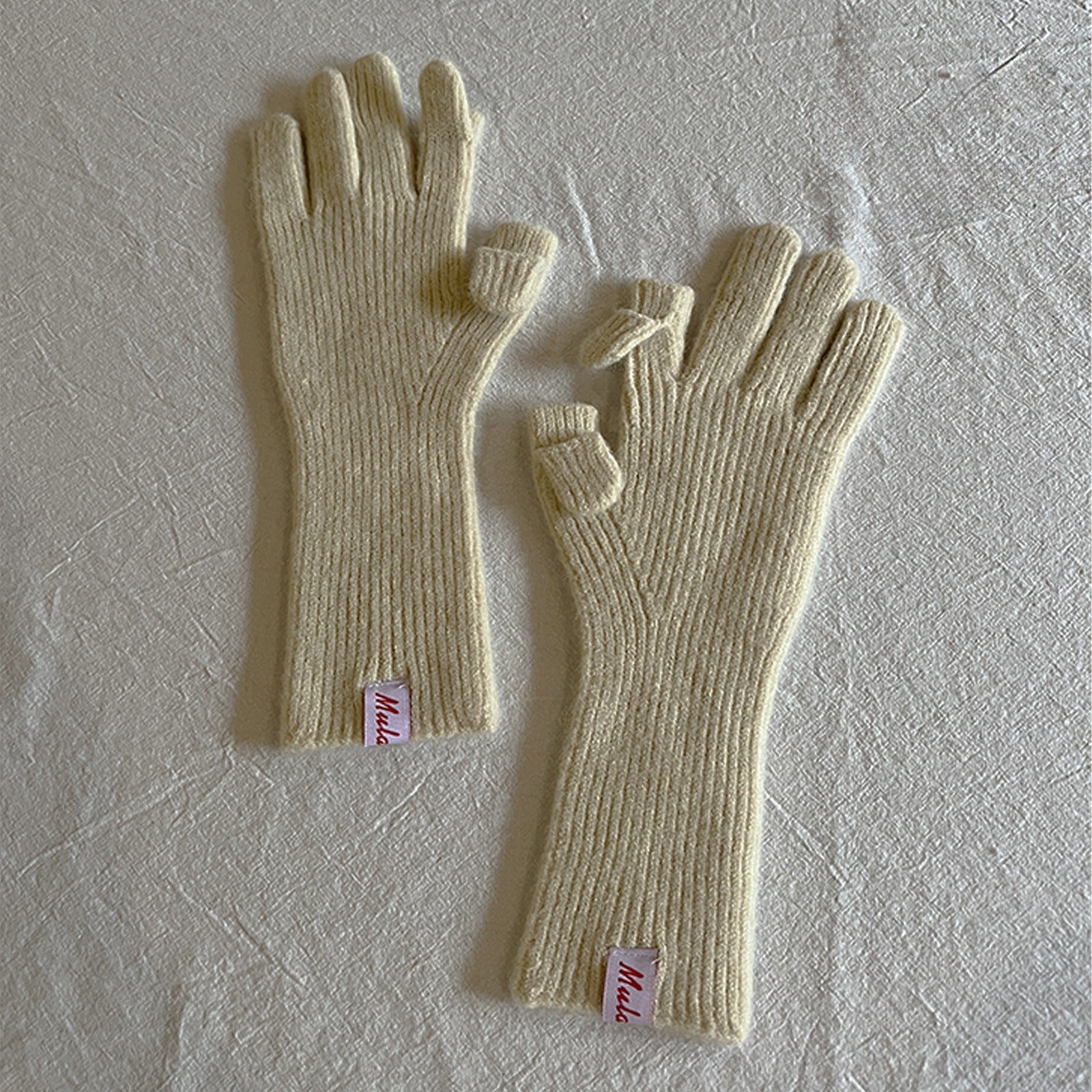Wool-Blend Flip-Finger Knit Gloves