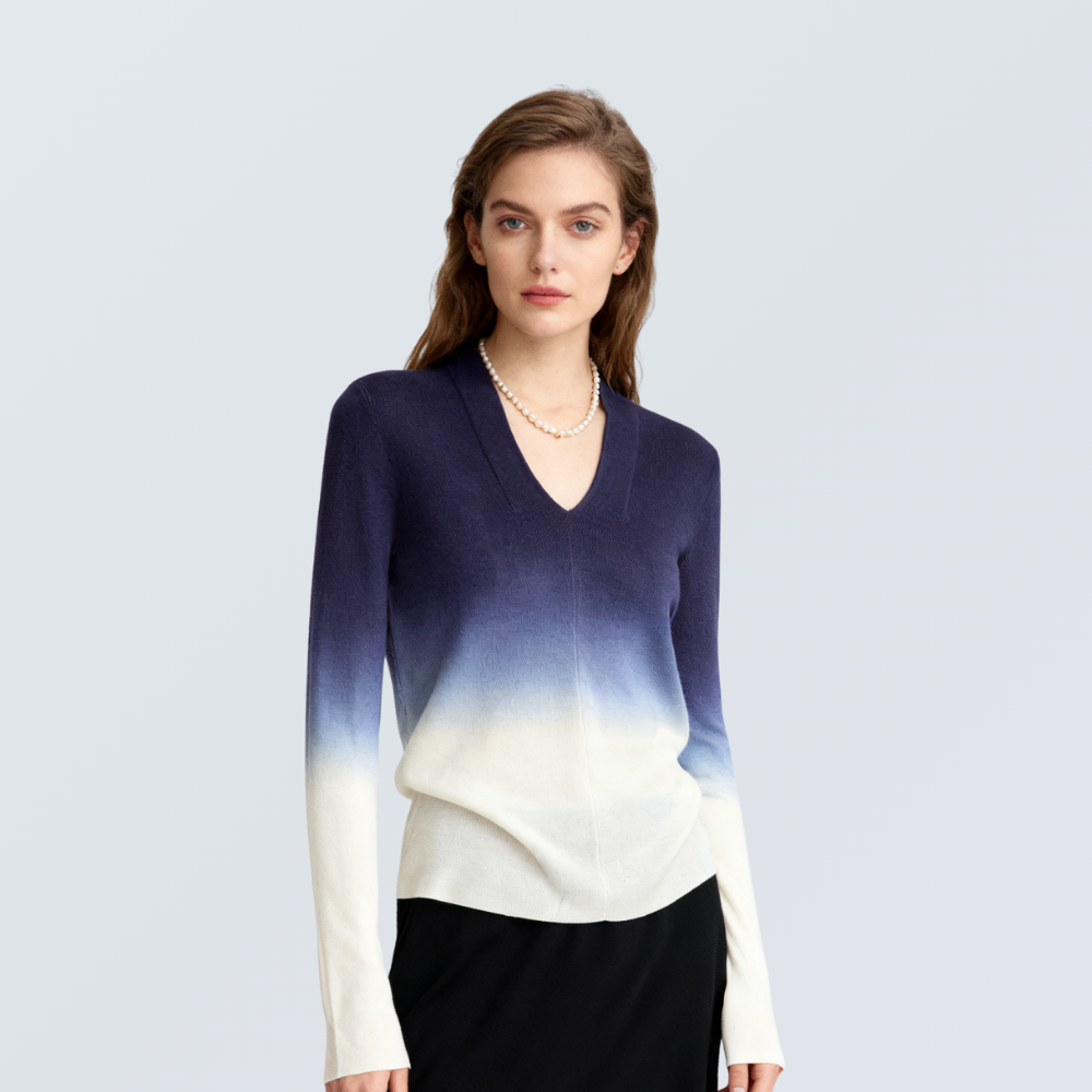 Gradient Wool-Blend V-Neck Sweater | 6 Colors
