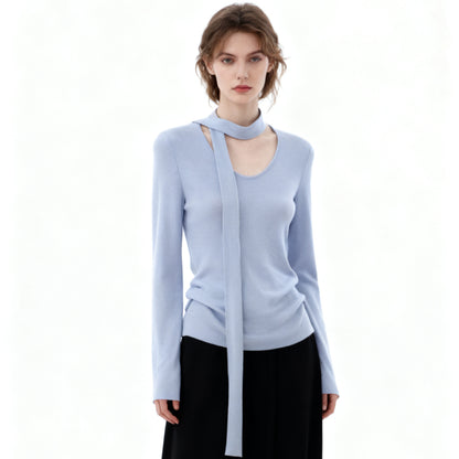 Base knitwear top with a tie | 6 color