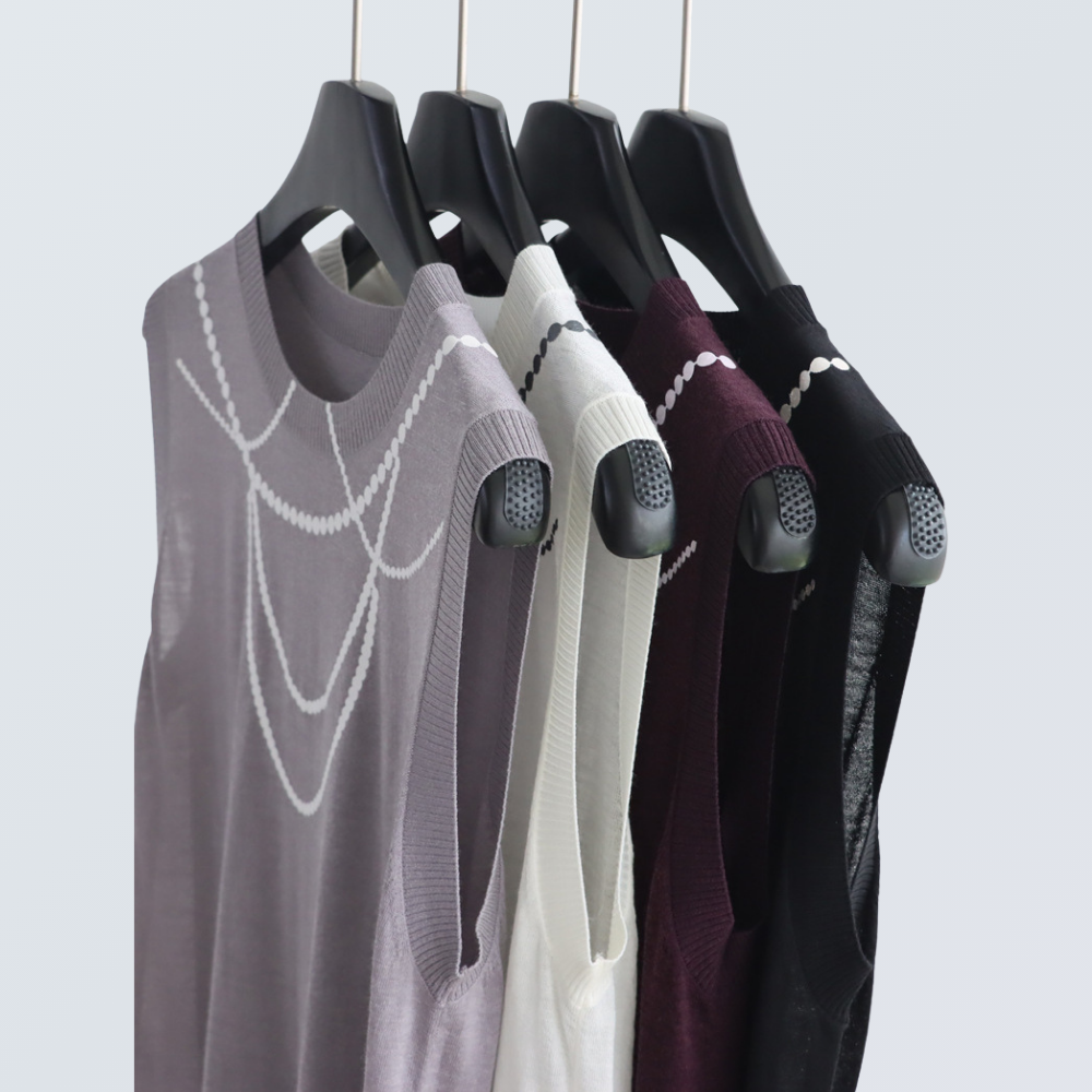 Pearl Chain Print Wool-Blend Cardigan| 4 Colors