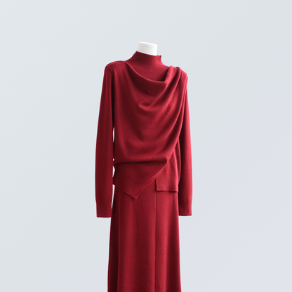 Draped Half-Turtleneck Wool-Blend Knit Top | 7 Colors