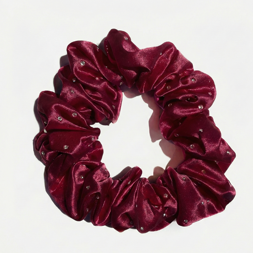 Silk Luxe Rhinestone Scrunchie | Medium