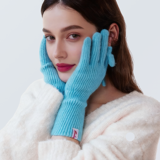 Wool-Blend Flip-Finger Knit Gloves
