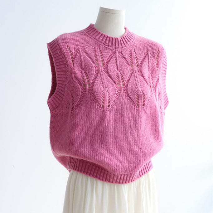 Wool Blend Hollow Knit Vest | 4 Colors