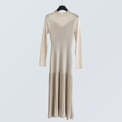 Merino Wool Blend Ribbed Flare Knit Dress | 4 Colors