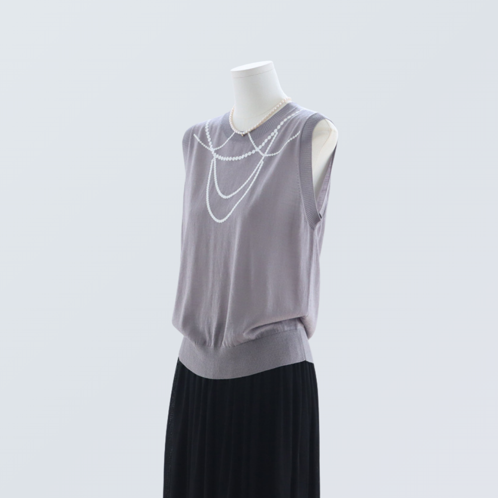 Pearl Chain Print Wool-Blend Cardigan| 4 Colors