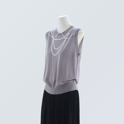 Pearl Chain Print Wool-Blend Cardigan| 4 Colors