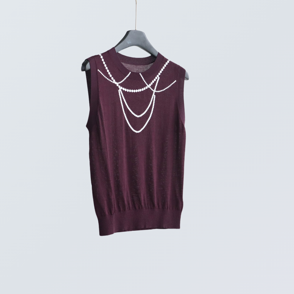 Pearl Chain Print Wool-Blend Cardigan| 4 Colors