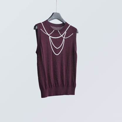 Pearl Chain Print Wool-Blend Cardigan| 4 Colors