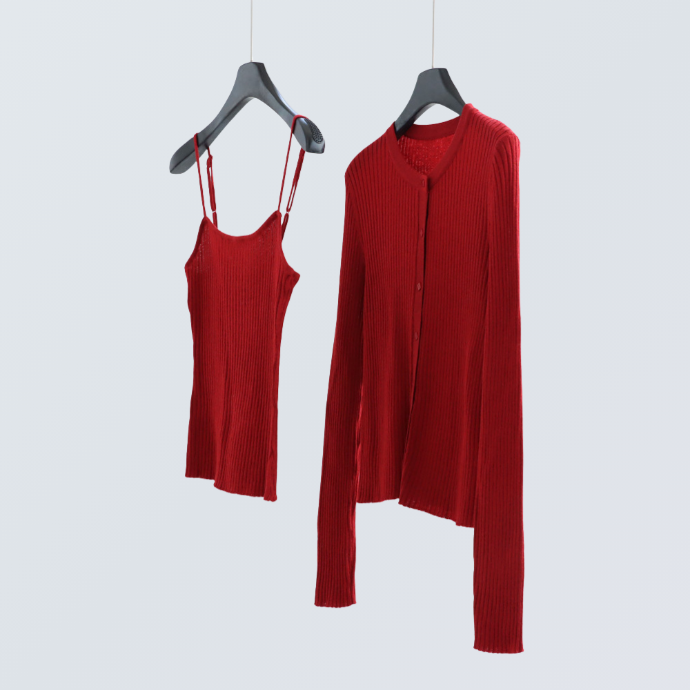 Two-Piece Knit Cardigan & Cami Set | 8 Colors