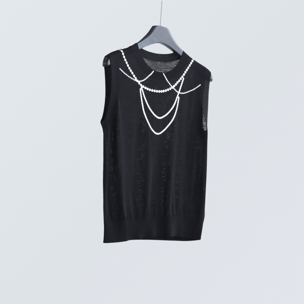 Pearl Chain Print Wool-Blend Cardigan| 4 Colors