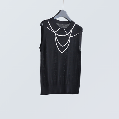 Pearl Chain Print Wool-Blend Cardigan| 4 Colors