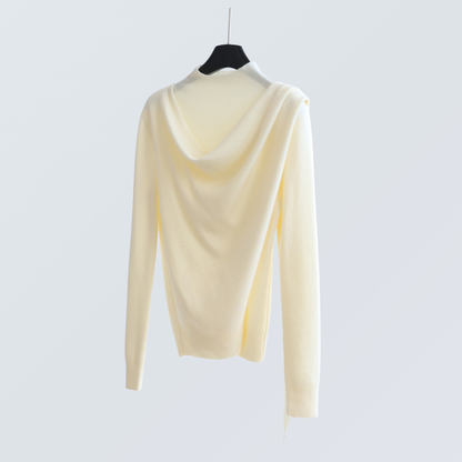 Draped Half-Turtleneck Wool-Blend Knit Top | 7 Colors