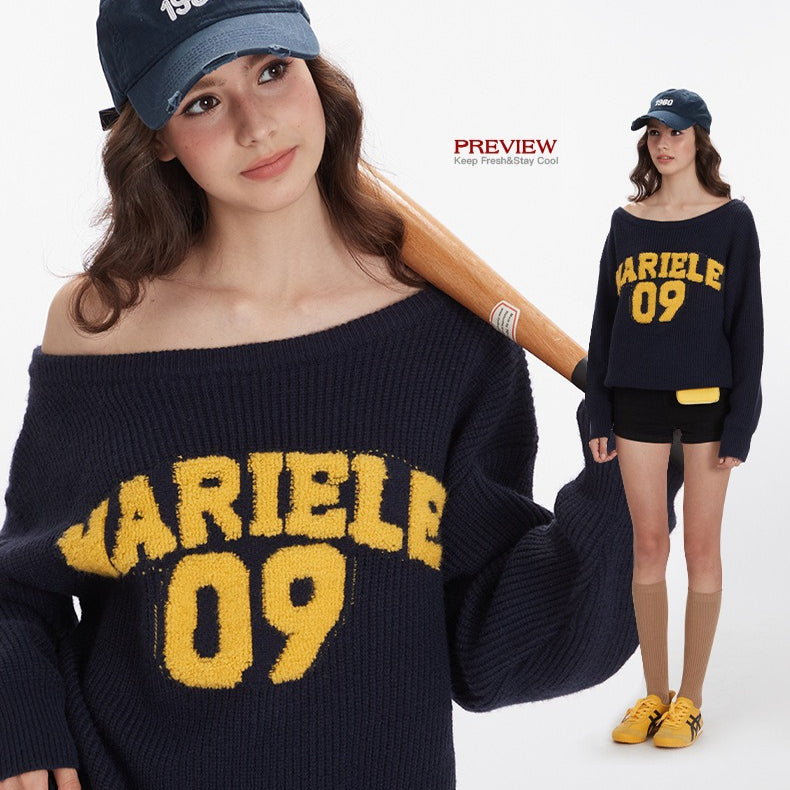 Lazy off-shoulder loose sweater | 2 color