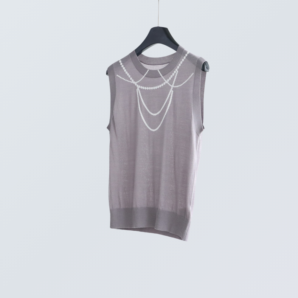 Pearl Chain Print Wool-Blend Cardigan| 4 Colors