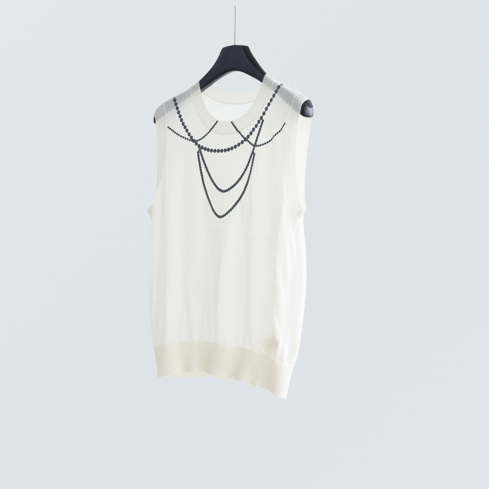 Pearl Chain Print Wool-Blend Cardigan| 4 Colors