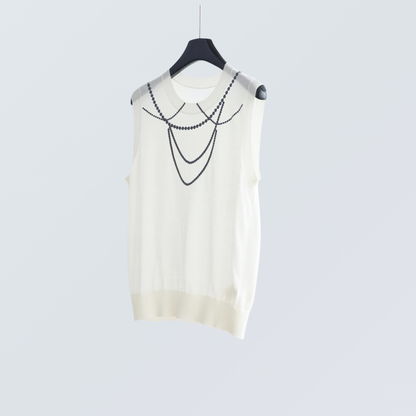 Pearl Chain Print Wool-Blend Cardigan| 4 Colors