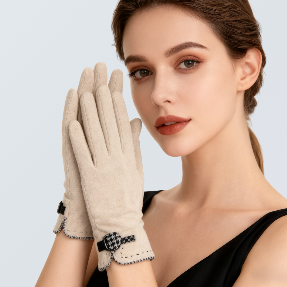 Suede Bow Touchscreen Gloves