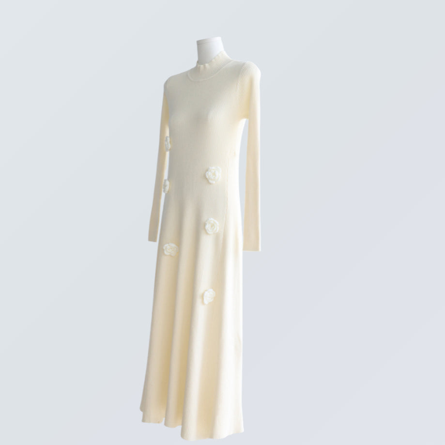 Floral Appliqué Ribbed Knit Maxi Dress | 2 Colors