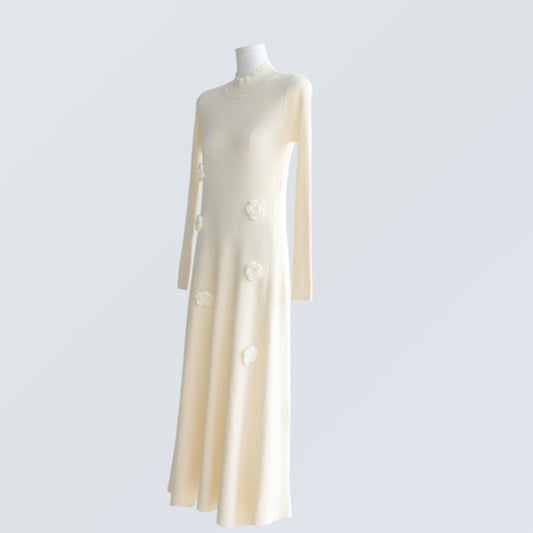 Floral Appliqué Ribbed Knit Maxi Dress | 2 Colors