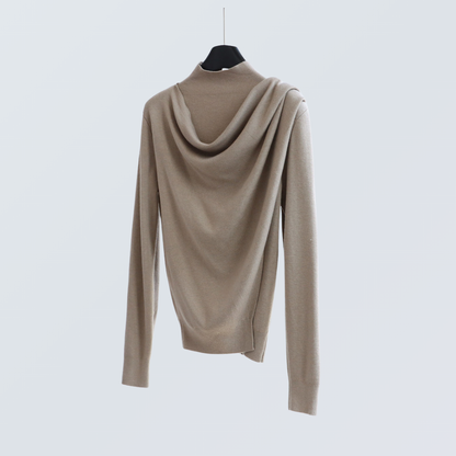 Draped Half-Turtleneck Wool-Blend Knit Top | 7 Colors