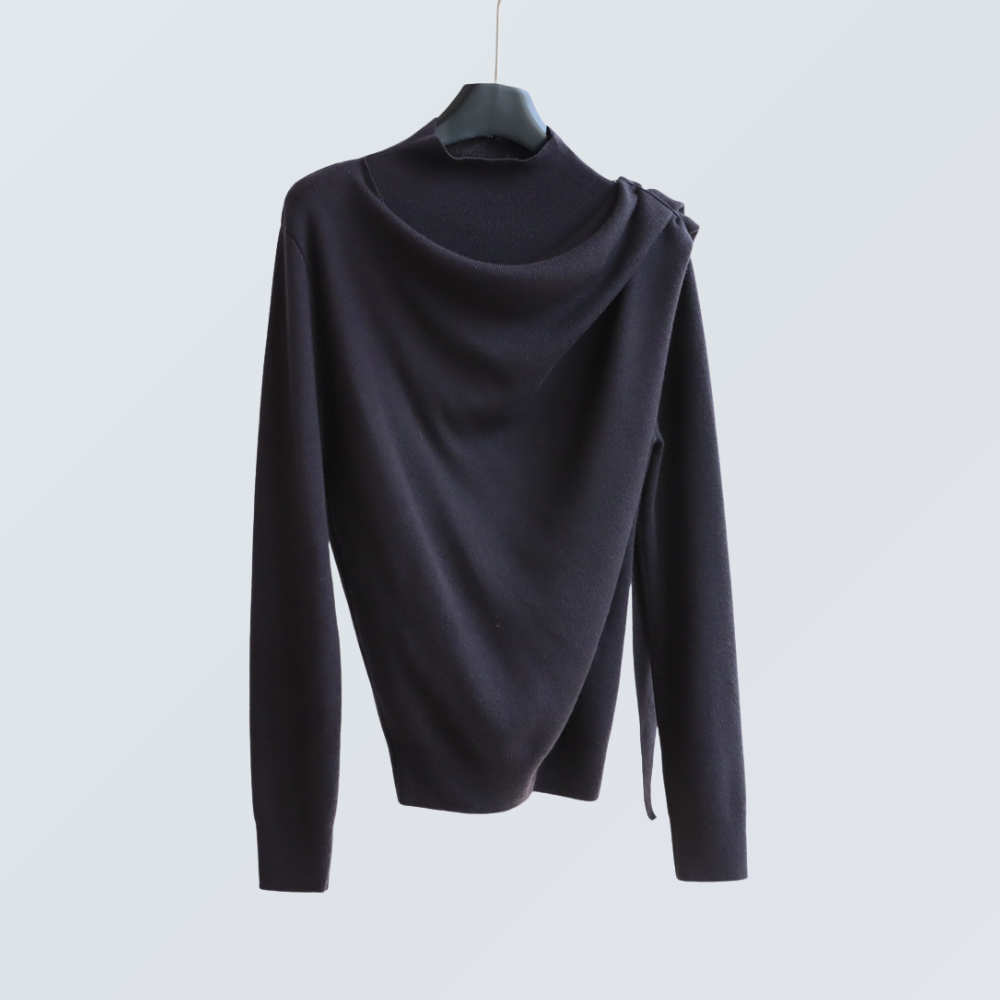 Draped Half-Turtleneck Wool-Blend Knit Top | 7 Colors