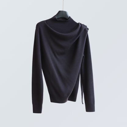 Draped Half-Turtleneck Wool-Blend Knit Top | 7 Colors