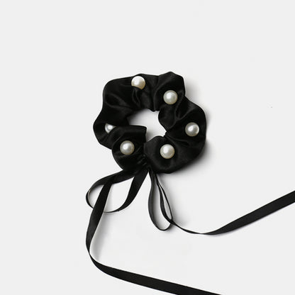 Pearl bow lace hair tie