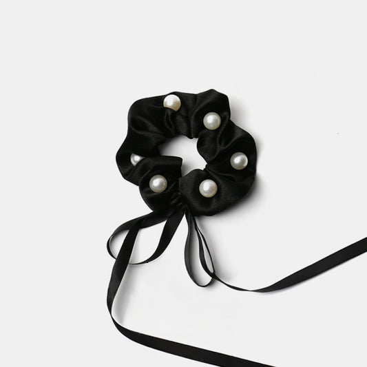 Pearl bow lace hair tie
