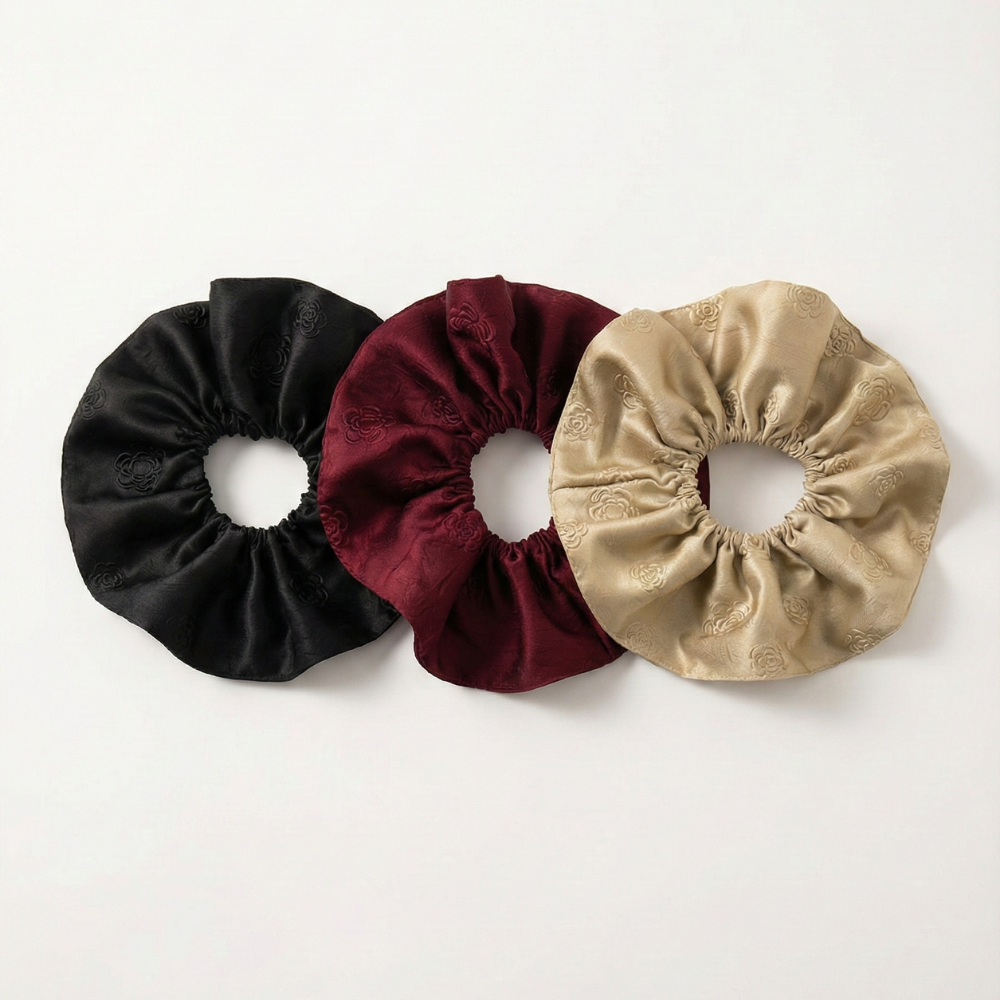 Embossed Satin Oversized Scrunchie