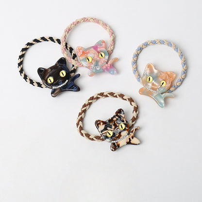 Cutie cat woven hair tie