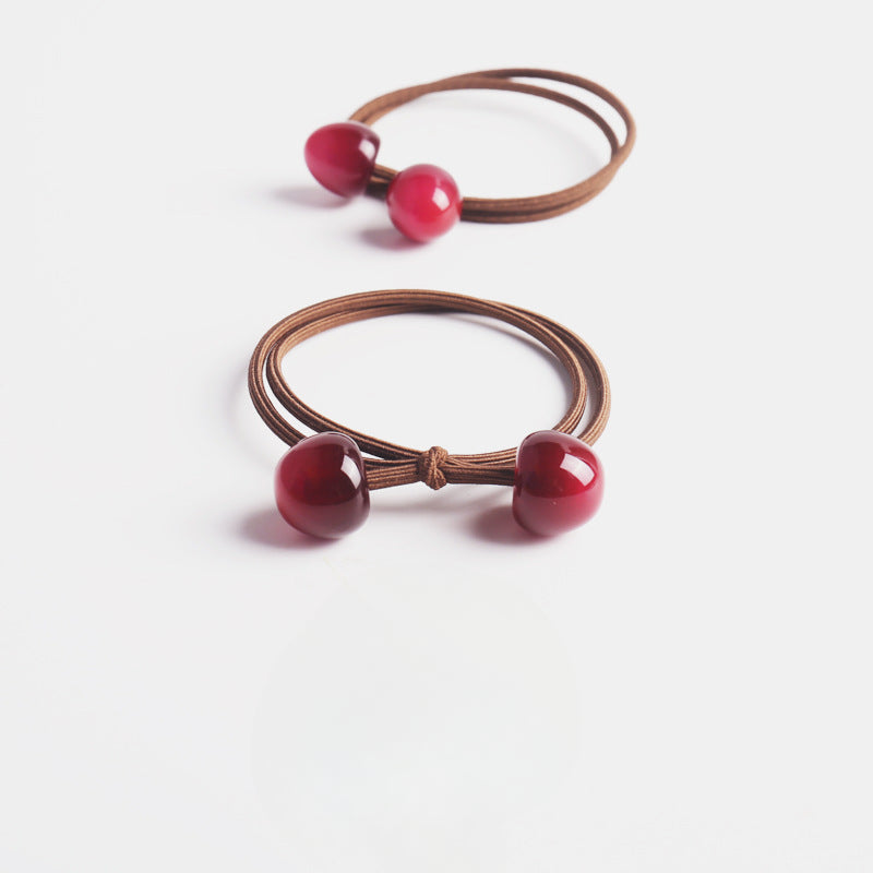 Cherry double strand hair tie